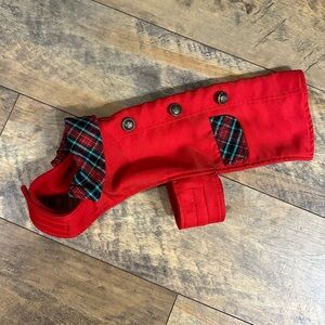 PETCO Red Twill and Fleece Dog Coat, Size M/L, EUC